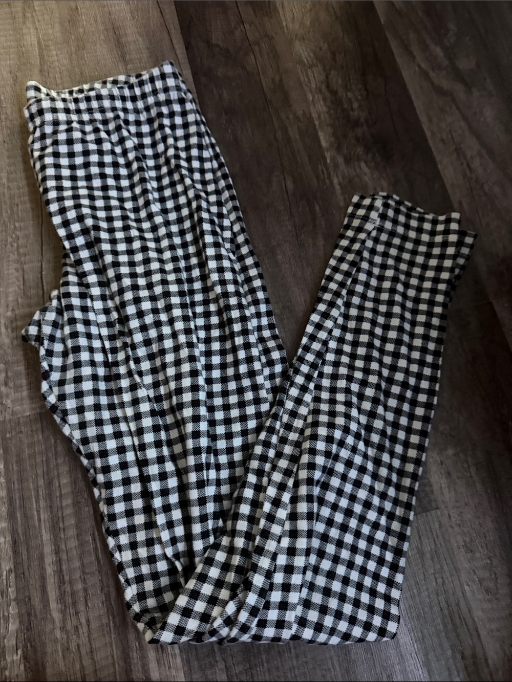Old Navy Black & White Gingham Wide-Leg Leggings